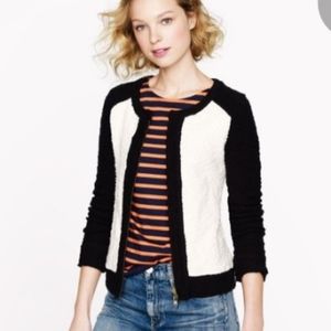 J. Crew boucle knit zip front color block jacket